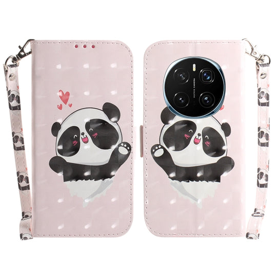 For Honor Magic7 Pro 3D Colored Flip Leather Phone Case(Heart Panda)