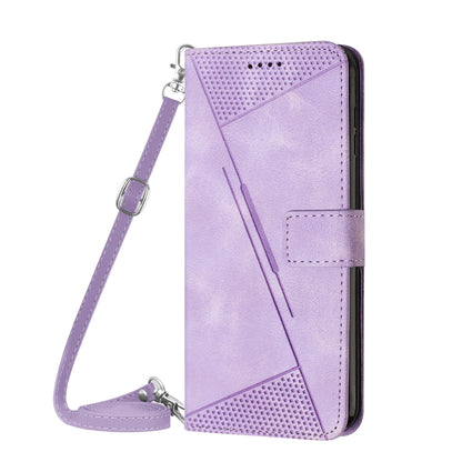 For Motorola Moto G Play 2024 Dream Triangle Leather Phone Case with Lanyard(Purple) - Motorola Cases by buy2fix | Online Shopping UK | buy2fix