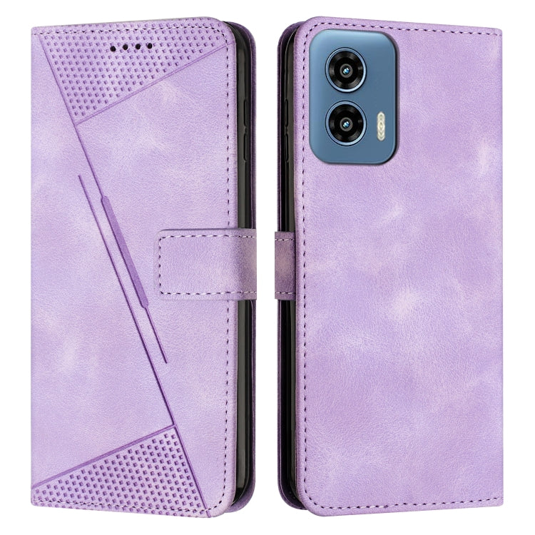 For Motorola Moto G Play 5G 2024/Moto G 5G 2024 Dream Triangle Leather Phone Case with Lanyard(Purple) - Motorola Cases by buy2fix | Online Shopping UK | buy2fix