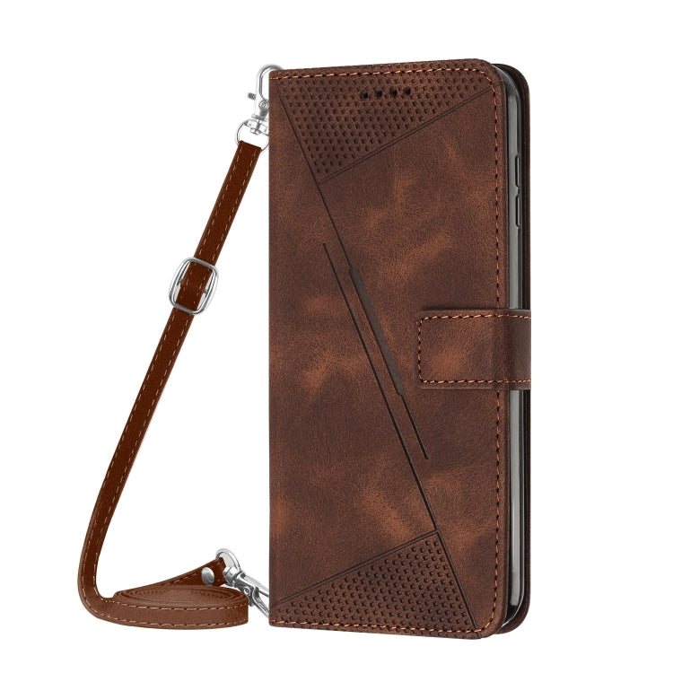 For Motorola Edge 2024 Dream Triangle Leather Phone Case with Lanyard(Brown) - Motorola Cases by buy2fix | Online Shopping UK | buy2fix