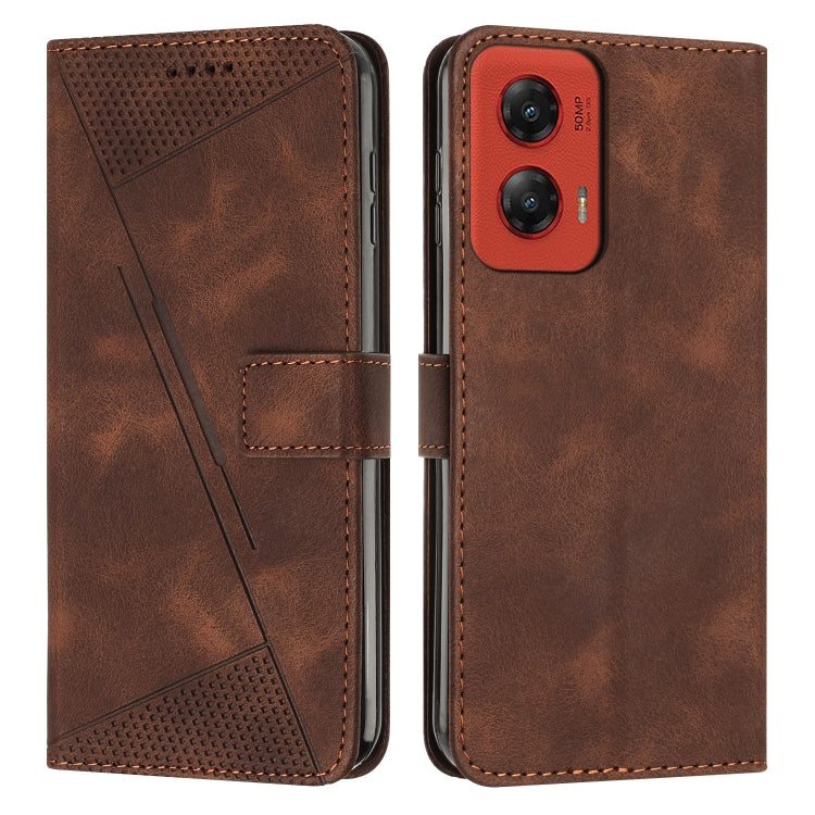 For Motorola Moto G Stylus 5G 2024 Dream Triangle Leather Phone Case with Lanyard(Brown) - Motorola Cases by buy2fix | Online Shopping UK | buy2fix