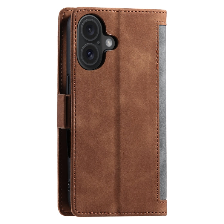 For iPhone 16 Retro Splicing Horizontal Flip Leather Phone Case(Grey) by buy2fix