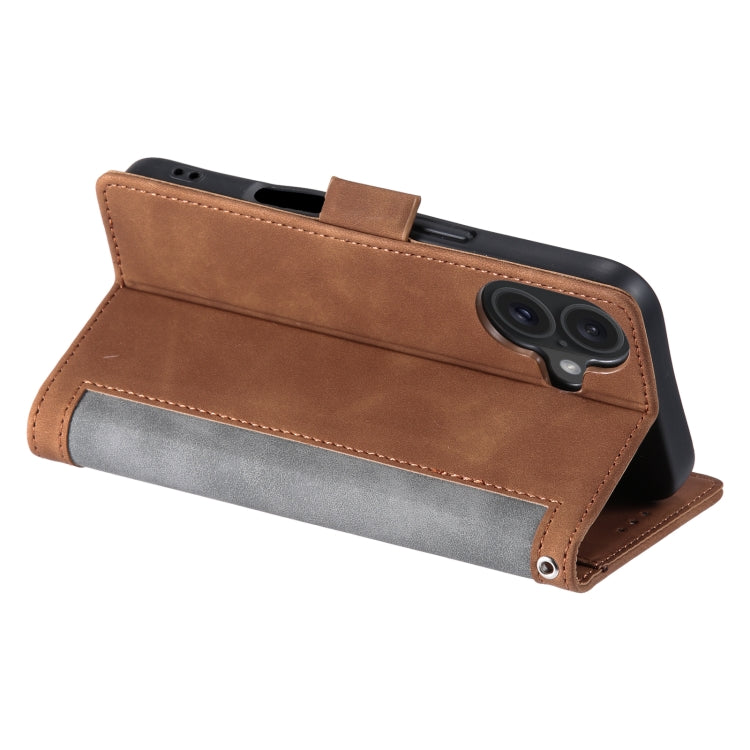 For iPhone 16 Retro Splicing Horizontal Flip Leather Phone Case(Grey) by buy2fix