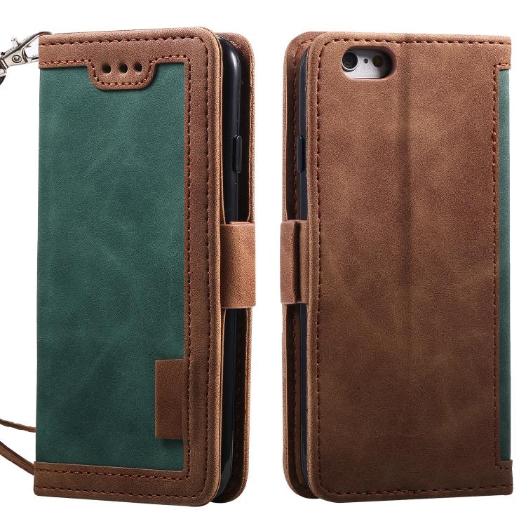 For iPhone 16e Retro Splicing Horizontal Flip Leather Phone Case(Green) - iPhone 16e Cases by buy2fix | Online Shopping UK | buy2fix