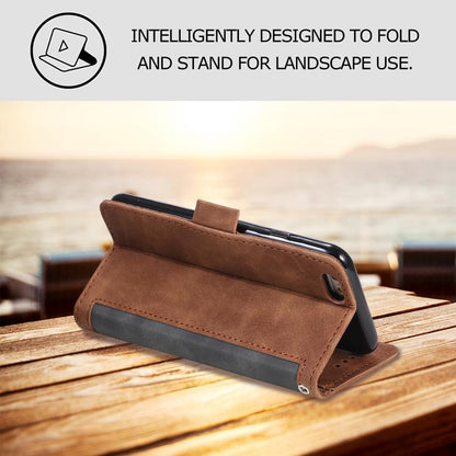 For iPhone 16e Retro Splicing Horizontal Flip Leather Phone Case(Grey) - iPhone 16e Cases by buy2fix | Online Shopping UK | buy2fix