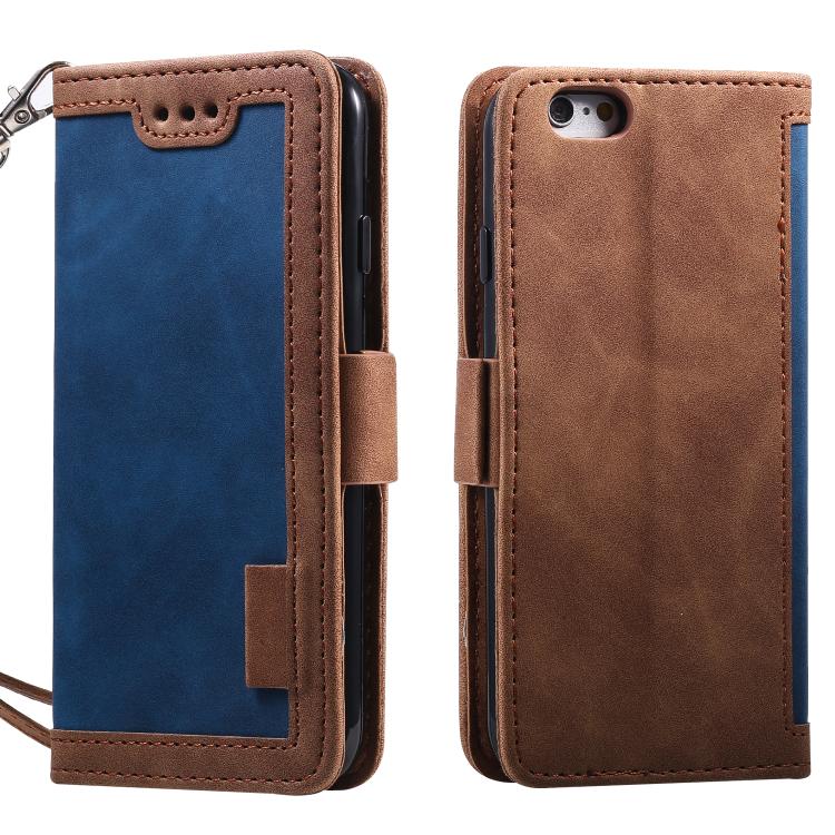 For iPhone 16e Retro Splicing Horizontal Flip Leather Phone Case(Blue) - iPhone 16e Cases by buy2fix | Online Shopping UK | buy2fix