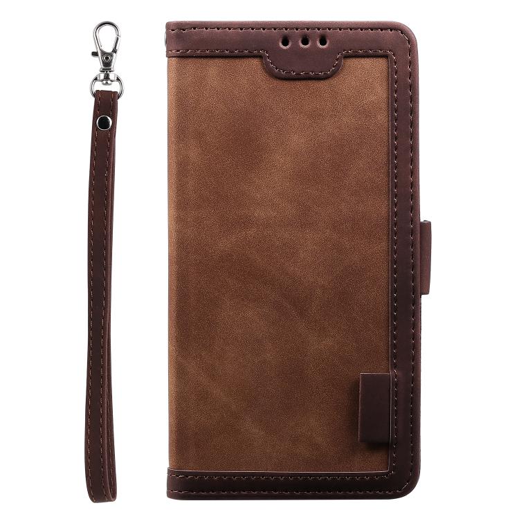 For iPhone 16e Retro Splicing Horizontal Flip Leather Phone Case(Brown) - iPhone 16e Cases by buy2fix | Online Shopping UK | buy2fix