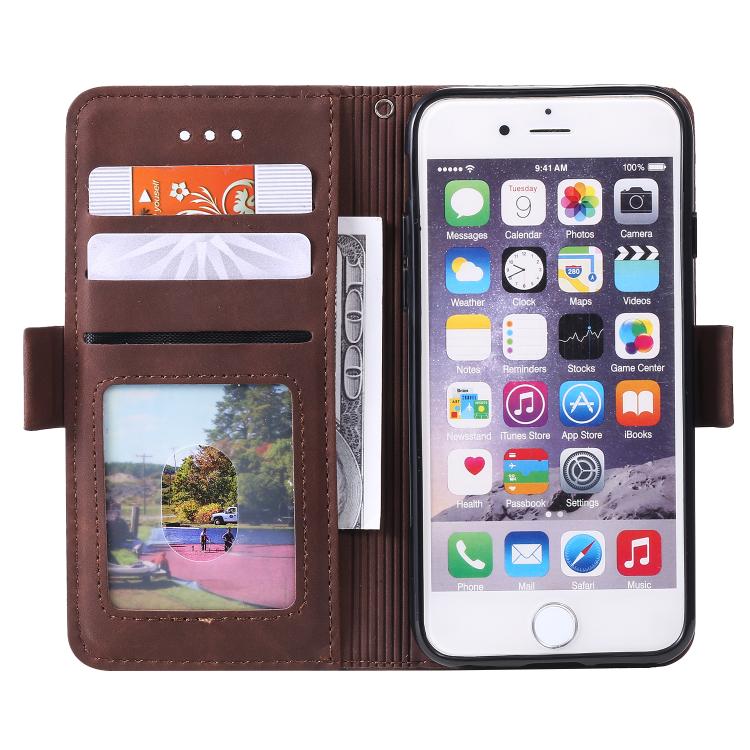 For iPhone 16e Retro Splicing Horizontal Flip Leather Phone Case(Brown) - iPhone 16e Cases by buy2fix | Online Shopping UK | buy2fix