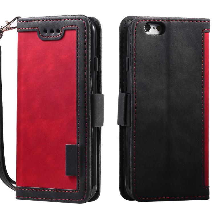 For iPhone 16e Retro Splicing Horizontal Flip Leather Phone Case(Red) - iPhone 16e Cases by buy2fix | Online Shopping UK | buy2fix