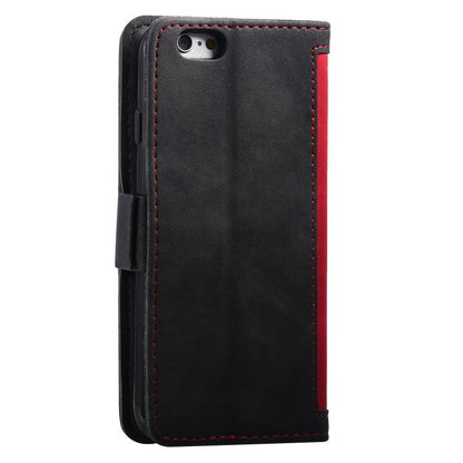 For iPhone 16e Retro Splicing Horizontal Flip Leather Phone Case(Red) - iPhone 16e Cases by buy2fix | Online Shopping UK | buy2fix