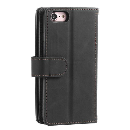 For iPhone 16e Nine Card Zipper Bag Leather Phone Case with Lanyard(Black) - iPhone 16e Cases by buy2fix | Online Shopping UK | buy2fix