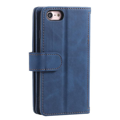 For iPhone 16e Nine Card Zipper Bag Leather Phone Case with Lanyard(Blue) - iPhone 16e Cases by buy2fix | Online Shopping UK | buy2fix