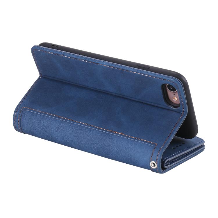 For iPhone 16e Nine Card Zipper Bag Leather Phone Case with Lanyard(Blue) - iPhone 16e Cases by buy2fix | Online Shopping UK | buy2fix
