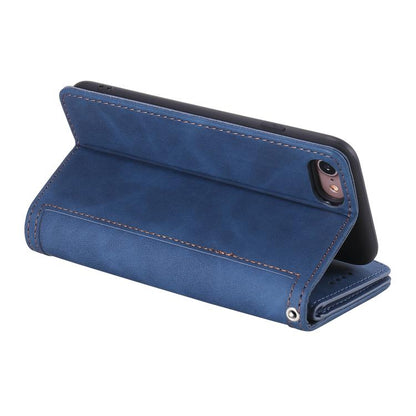 For iPhone 16e Nine Card Zipper Bag Leather Phone Case with Lanyard(Blue) - iPhone 16e Cases by buy2fix | Online Shopping UK | buy2fix
