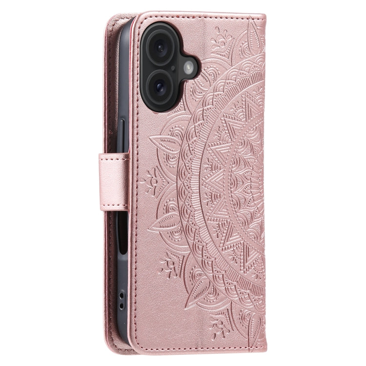 For iPhone 16 Plus Totem Flower Embossed Leather Phone Case(Gold) - iPhone 16 Plus Cases by buy2fix | Online Shopping UK | buy2fix