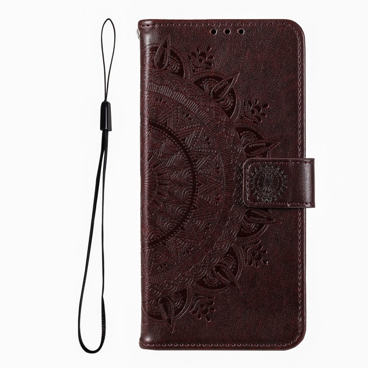 For iPhone 16 Plus Totem Flower Embossed Leather Phone Case(Brown) - iPhone 16 Plus Cases by buy2fix | Online Shopping UK | buy2fix