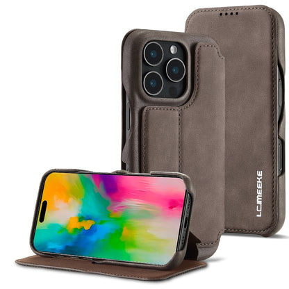 For iPhone 15 Pro LC.IMEEKE Hon Ancient Series Flip Leather Phone Case(Coffee) - iPhone 15 Pro Cases by LC.IMEEKE | Online Shopping UK | buy2fix