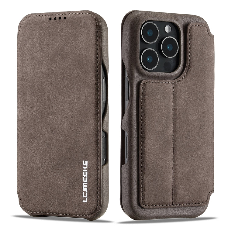 For iPhone 15 Pro LC.IMEEKE Hon Ancient Series Flip Leather Phone Case(Coffee) - iPhone 15 Pro Cases by LC.IMEEKE | Online Shopping UK | buy2fix
