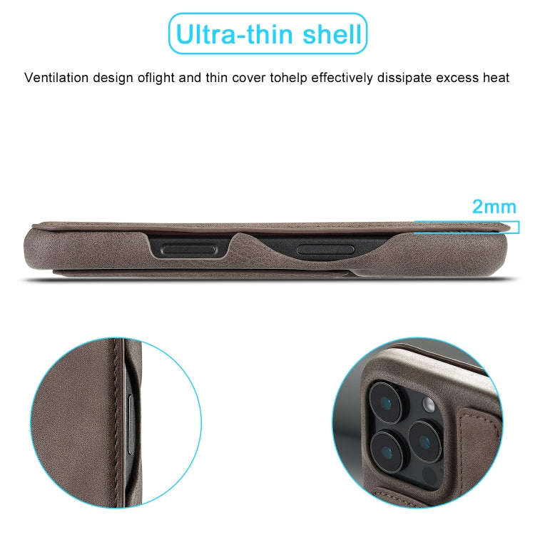 For iPhone 15 Pro LC.IMEEKE Hon Ancient Series Flip Leather Phone Case(Coffee) - iPhone 15 Pro Cases by LC.IMEEKE | Online Shopping UK | buy2fix