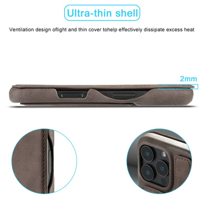 For iPhone 15 Pro LC.IMEEKE Hon Ancient Series Flip Leather Phone Case(Coffee) - iPhone 15 Pro Cases by LC.IMEEKE | Online Shopping UK | buy2fix