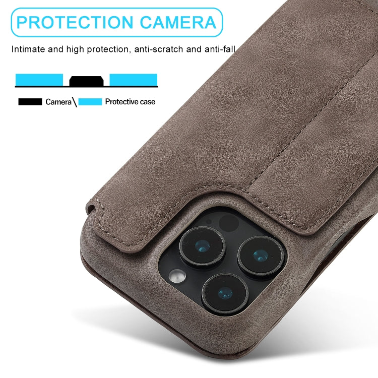 For iPhone 15 Pro LC.IMEEKE Hon Ancient Series Flip Leather Phone Case(Coffee) - iPhone 15 Pro Cases by LC.IMEEKE | Online Shopping UK | buy2fix