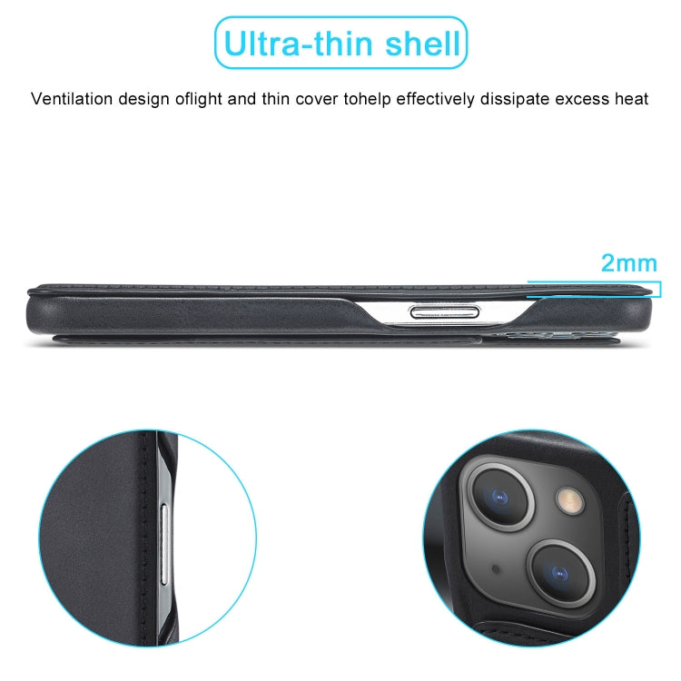 For iPhone 15 Plus LC.IMEEKE Hon Ancient Series Flip Leather Phone Case(Black) - iPhone 15 Plus Cases by LC.IMEEKE | Online Shopping UK | buy2fix