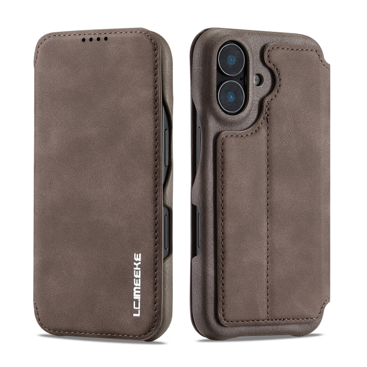 For iPhone 15 LC.IMEEKE Hon Ancient Series Flip Leather Phone Case(Coffee) - iPhone 15 Cases by LC.IMEEKE | Online Shopping UK | buy2fix