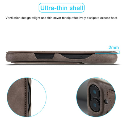 For iPhone 15 LC.IMEEKE Hon Ancient Series Flip Leather Phone Case(Coffee) - iPhone 15 Cases by LC.IMEEKE | Online Shopping UK | buy2fix