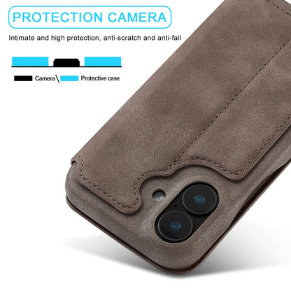 For iPhone 15 LC.IMEEKE Hon Ancient Series Flip Leather Phone Case(Coffee) - iPhone 15 Cases by LC.IMEEKE | Online Shopping UK | buy2fix