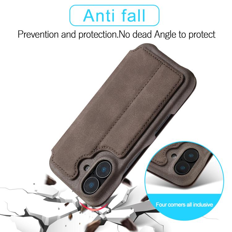 For iPhone 17 LC.IMEEKE Hon Ancient Series Flip Leather Phone Case(Coffee) - iPhone 17 Cases by LC.IMEEKE | Online Shopping UK | buy2fix