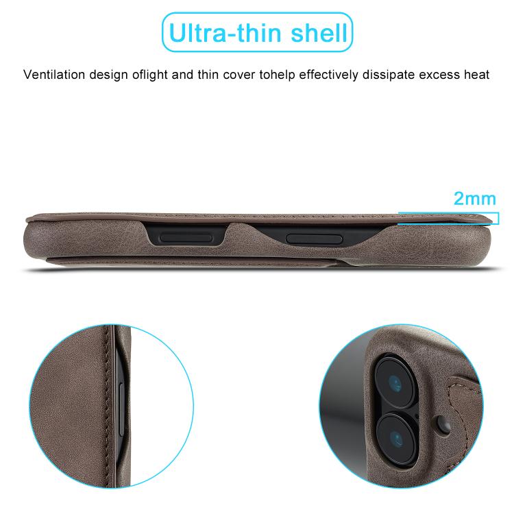 For iPhone 17 LC.IMEEKE Hon Ancient Series Flip Leather Phone Case(Coffee) - iPhone 17 Cases by LC.IMEEKE | Online Shopping UK | buy2fix