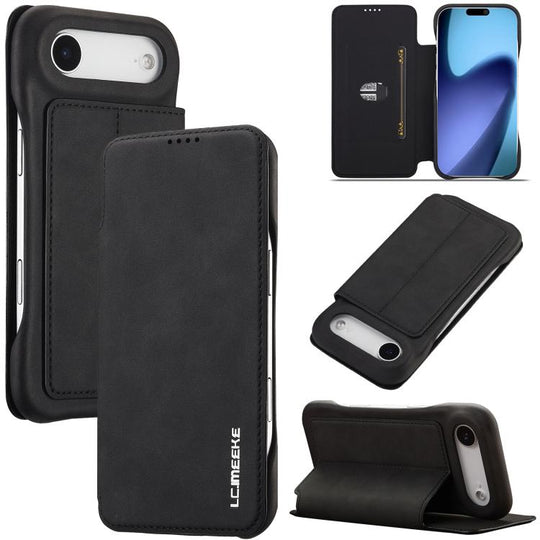 For iPhone 17 Air LC.IMEEKE Hon Ancient Series Flip Leather Phone Case(Black)