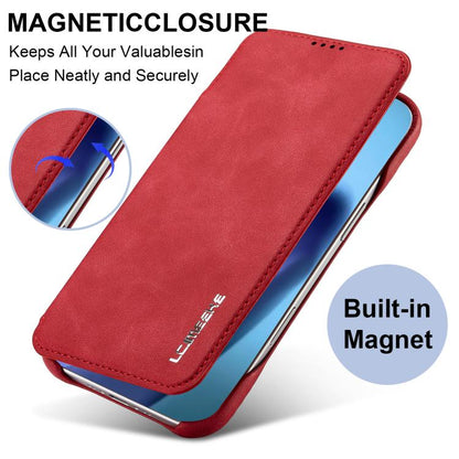 For iPhone 17 Air LC.IMEEKE Hon Ancient Series Flip Leather Phone Case(Red) - iPhone 17 Air Cases by LC.IMEEKE | Online Shopping UK | buy2fix