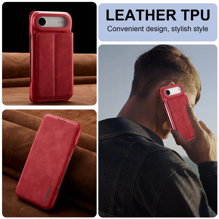 For iPhone 17 Air LC.IMEEKE Hon Ancient Series Flip Leather Phone Case(Red) - iPhone 17 Air Cases by LC.IMEEKE | Online Shopping UK | buy2fix