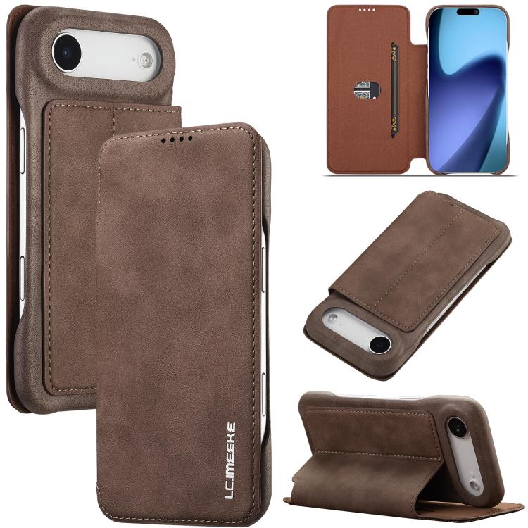 For iPhone 17 Air LC.IMEEKE Hon Ancient Series Flip Leather Phone Case(Coffee) - iPhone 17 Air Cases by LC.IMEEKE | Online Shopping UK | buy2fix