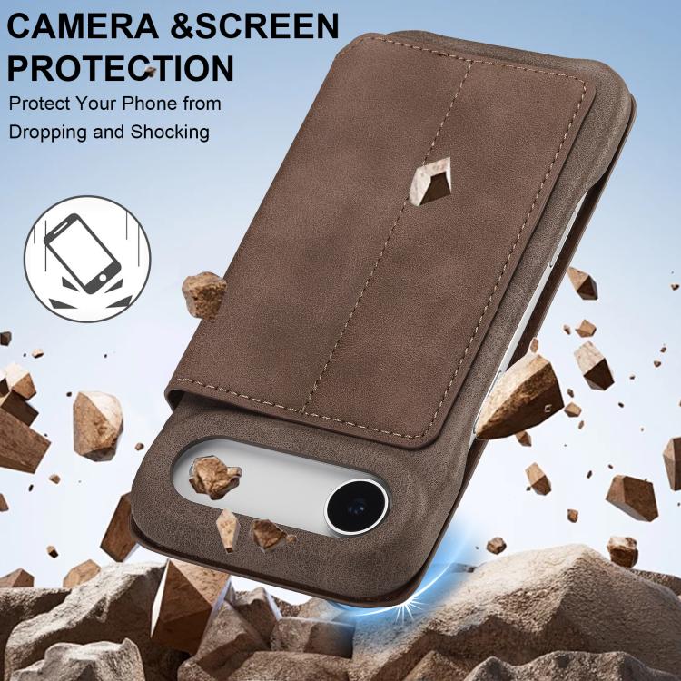 For iPhone 17 Air LC.IMEEKE Hon Ancient Series Flip Leather Phone Case(Coffee) - iPhone 17 Air Cases by LC.IMEEKE | Online Shopping UK | buy2fix