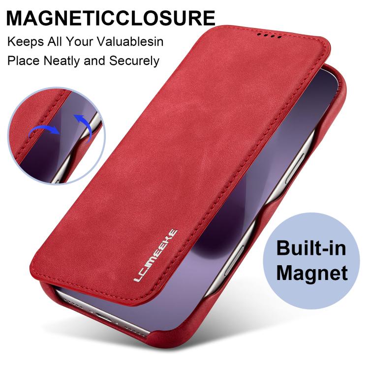 For iPhone 17 Pro LC.IMEEKE Hon Ancient Series Flip Leather Phone Case(Red) - iPhone 17 Pro Cases by LC.IMEEKE | Online Shopping UK | buy2fix