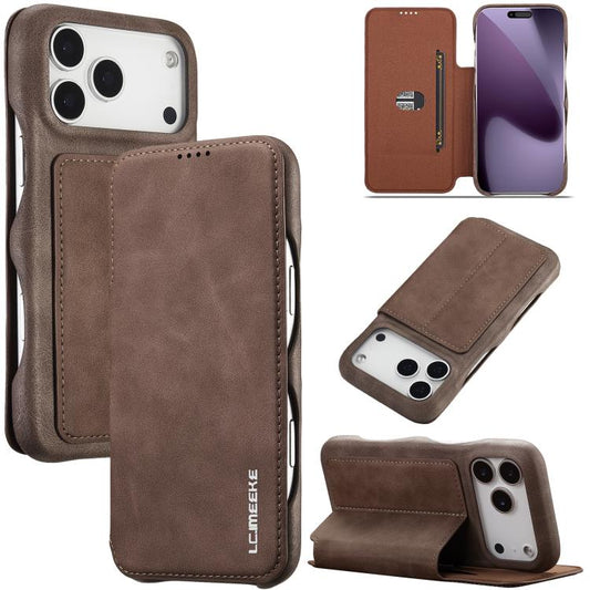 For iPhone 17 Pro LC.IMEEKE Hon Ancient Series Flip Leather Phone Case(Coffee) - iPhone 17 Pro Cases by LC.IMEEKE | Online Shopping UK | buy2fix