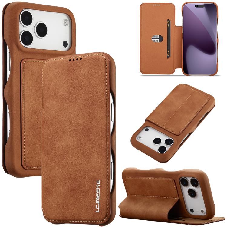 For iPhone 17 Pro LC.IMEEKE Hon Ancient Series Flip Leather Phone Case(Brown) - iPhone 17 Pro Cases by LC.IMEEKE | Online Shopping UK | buy2fix