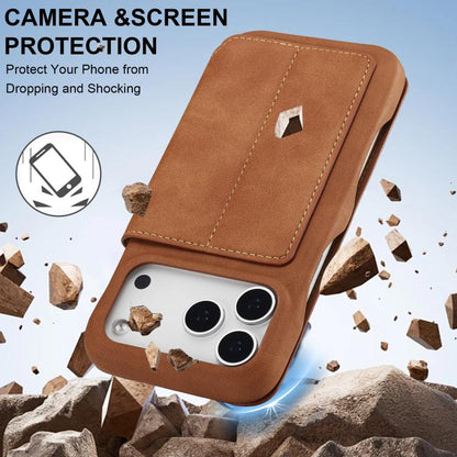 For iPhone 17 Pro LC.IMEEKE Hon Ancient Series Flip Leather Phone Case(Brown) - iPhone 17 Pro Cases by LC.IMEEKE | Online Shopping UK | buy2fix