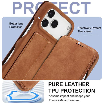 For iPhone 17 Pro LC.IMEEKE Hon Ancient Series Flip Leather Phone Case(Brown) - iPhone 17 Pro Cases by LC.IMEEKE | Online Shopping UK | buy2fix
