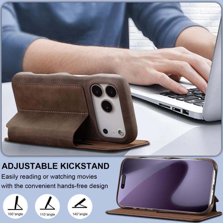 For iPhone 17 Pro Max LC.IMEEKE Hon Ancient Series Flip Leather Phone Case(Coffee) - iPhone 17 Pro Max Cases by LC.IMEEKE | Online Shopping UK | buy2fix