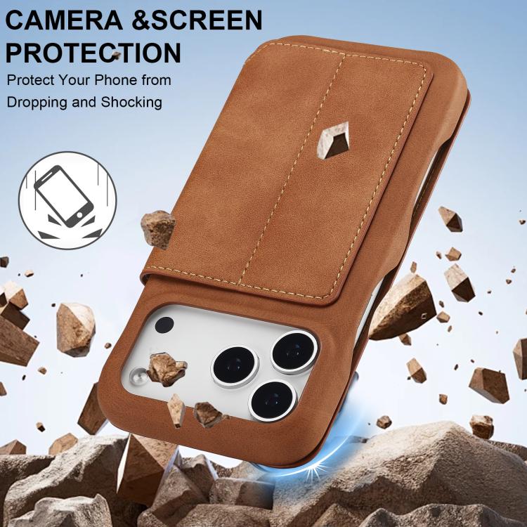 For iPhone 17 Pro Max LC.IMEEKE Hon Ancient Series Flip Leather Phone Case(Brown) - iPhone 17 Pro Max Cases by LC.IMEEKE | Online Shopping UK | buy2fix