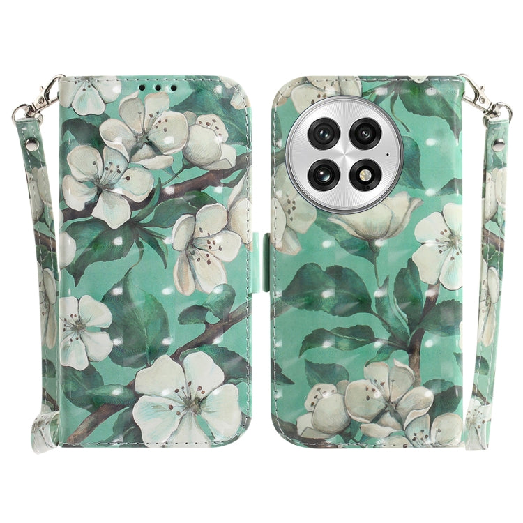 For OnePlus 13 3D Colored Flip Leather Phone Case(Watercolor Flower) by buy2fix