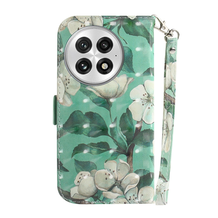 For OnePlus 13 3D Colored Flip Leather Phone Case(Watercolor Flower) by buy2fix