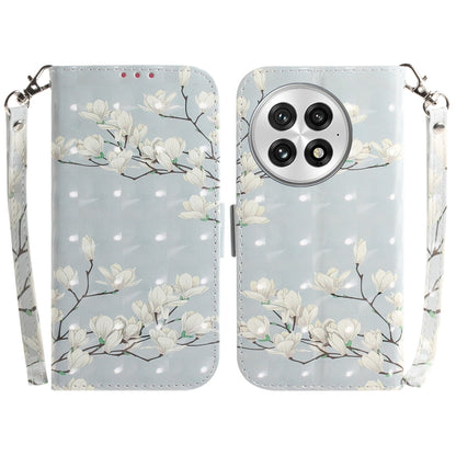 For OnePlus 13 3D Colored Flip Leather Phone Case(Magnolia) by buy2fix