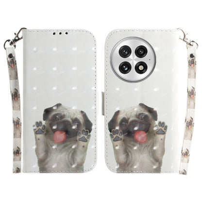 For OnePlus 13 3D Colored Flip Leather Phone Case(Pug) by buy2fix