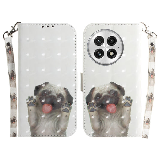 For OnePlus 13 3D Colored Flip Leather Phone Case(Pug) by buy2fix