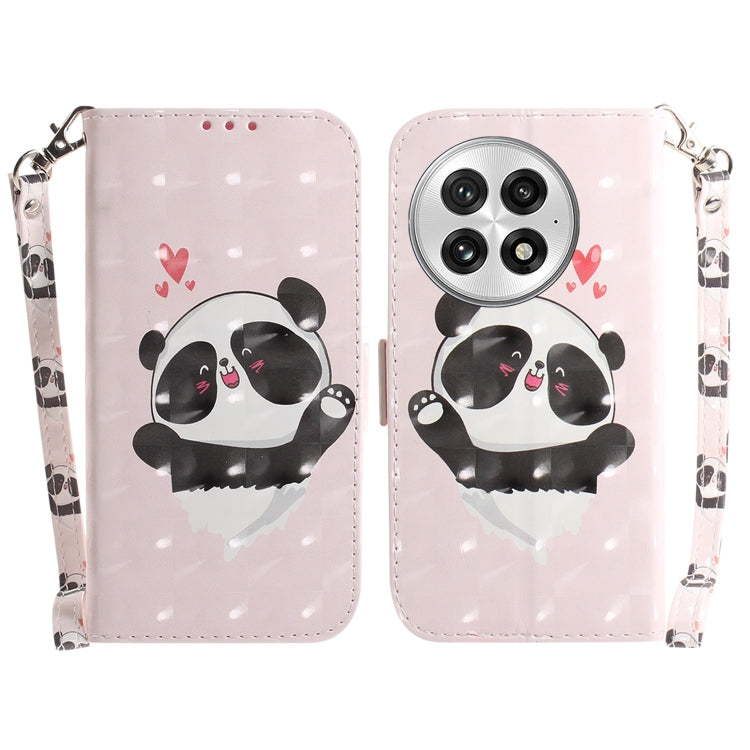 For OnePlus 13 3D Colored Flip Leather Phone Case(Heart Panda) by buy2fix