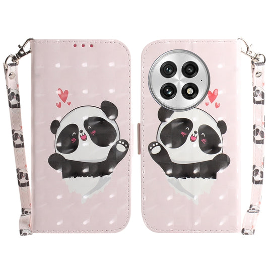 For OnePlus 13 3D Colored Flip Leather Phone Case(Heart Panda)